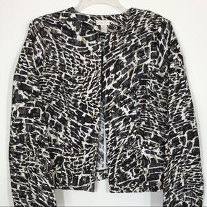 Chico's Black, White, Tan Open Front Jacket Size S/4/Chico’s 0